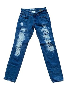 Parasuco Womens Distressed Skinny Jeans Size 27 Y2K Ripped Blue Denim Stretch